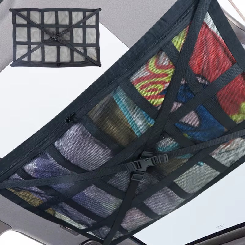Car Ceiling Cargo Net Multifunctional Hanging Storage Organizer with Large Capacity for Convenient Storage of Car Ceiling Net