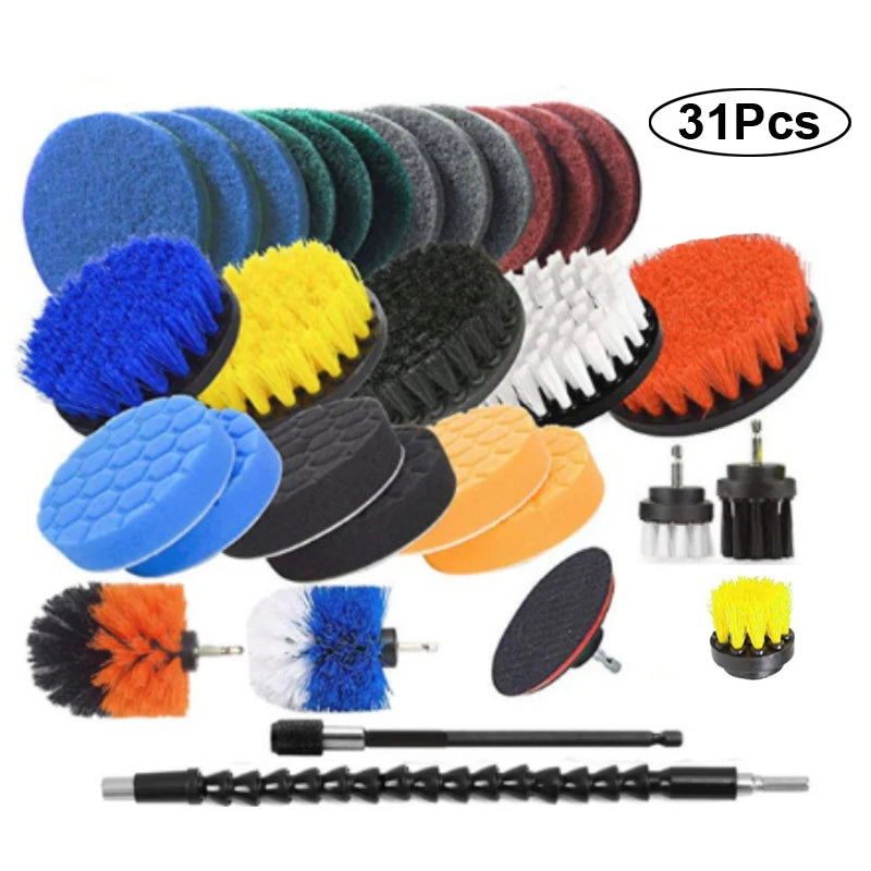 Electric Drill Brush Attachment Set Power Scrubber Brush Car Polisher Kitchen Bathroom Cleaning Tool Car Detailig Brushes