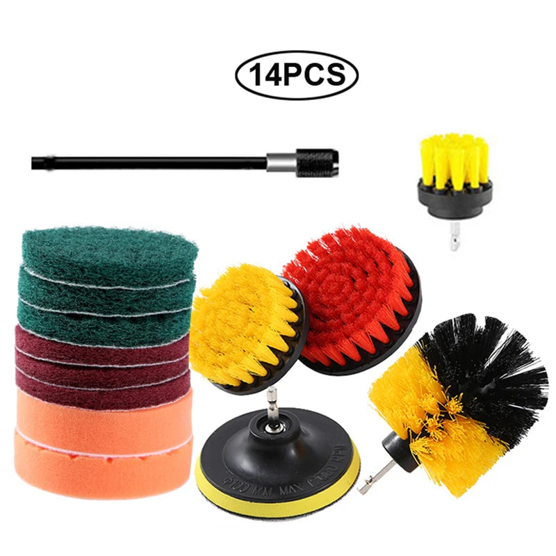 Electric Drill Brush Attachment Set Power Scrubber Brush Car Polisher Kitchen Bathroom Cleaning Tool Car Detailig Brushes