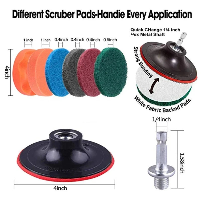 Electric Drill Brush Attachment Set Power Scrubber Brush Car Polisher Kitchen Bathroom Cleaning Tool Car Detailig Brushes