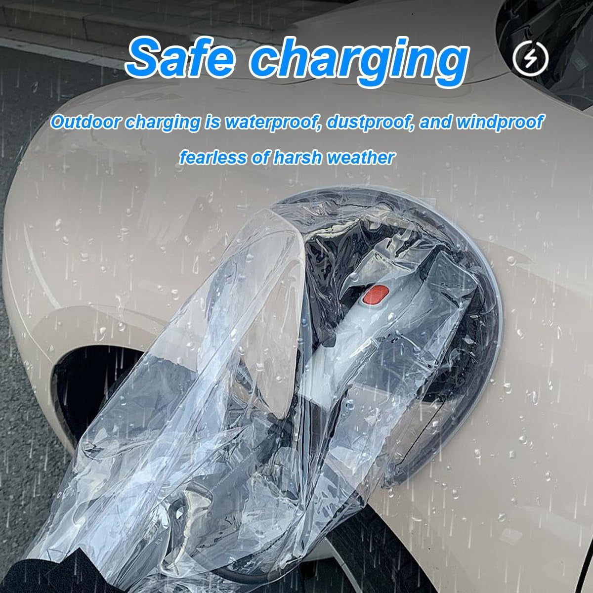 Regenschutzabdeckung Für Elektrofahrzeug-Ladestation, Magnetische Regenabdeckung Für Ladeanschluss, Sonnenschutz, Wasserdicht, Schneefest, Schützt Fahrzeug Und Kabel Sicher. (Silbrig)