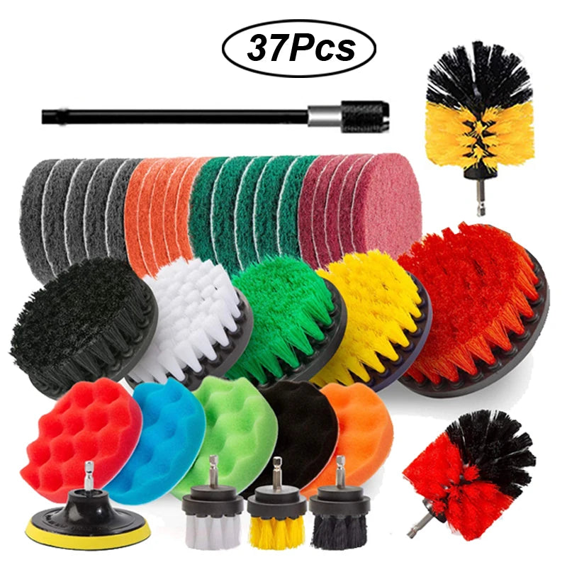 Electric Drill Brush Attachment Set Power Scrubber Brush Car Polisher Kitchen Bathroom Cleaning Tool Car Detailig Brushes