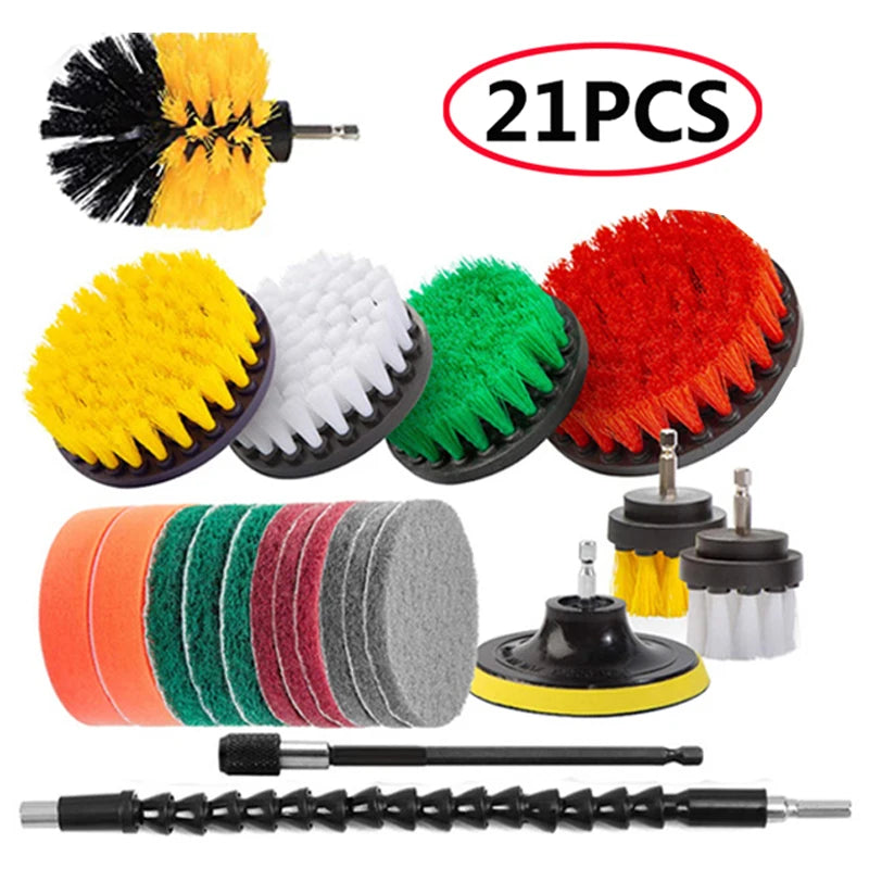Electric Drill Brush Attachment Set Power Scrubber Brush Car Polisher Kitchen Bathroom Cleaning Tool Car Detailig Brushes