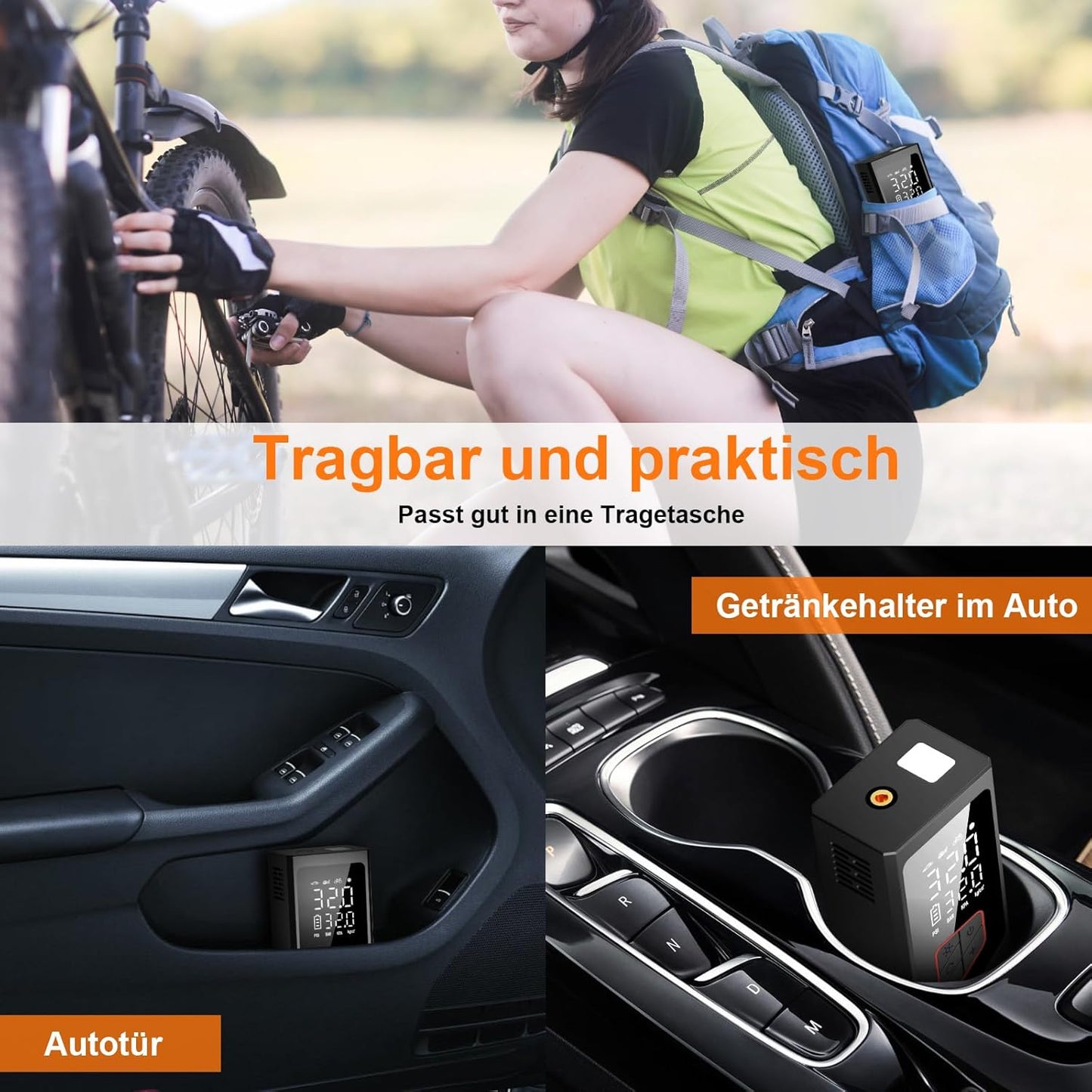 Elektrische Luftpumpe- Akku Kompressor 7800Mah, 150PSI Akku Luftpumpe, Kompakte Elektrischer Kompressor Fahrradpumpe Und Aufpumpbare Produkt Mit Manometer Für Auto Fahrrad Motorrad Bälle