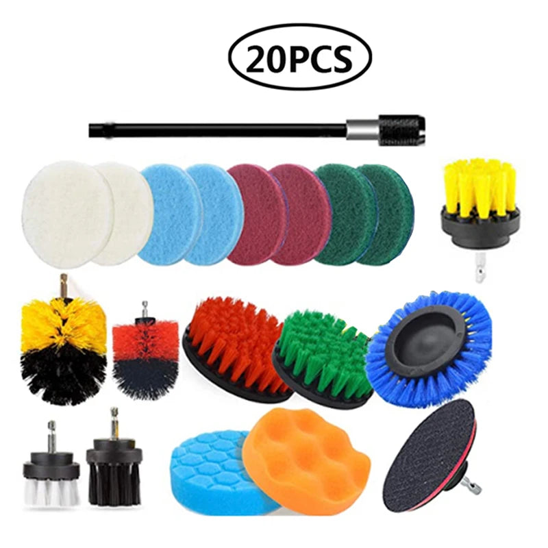 Electric Drill Brush Attachment Set Power Scrubber Brush Car Polisher Kitchen Bathroom Cleaning Tool Car Detailig Brushes