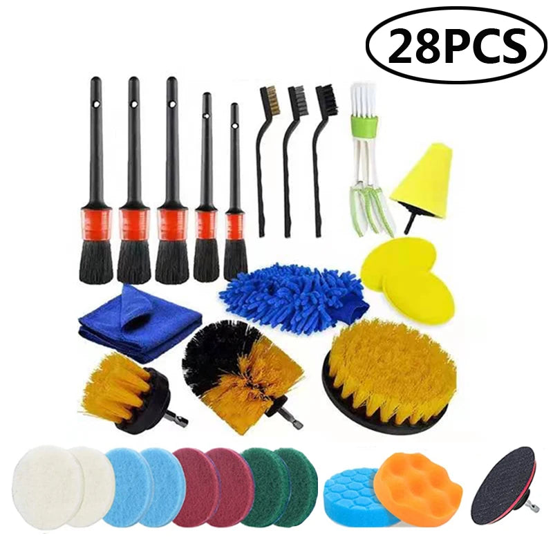 Electric Drill Brush Attachment Set Power Scrubber Brush Car Polisher Kitchen Bathroom Cleaning Tool Car Detailig Brushes