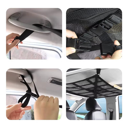 Car Ceiling Cargo Net Multifunctional Hanging Storage Organizer with Large Capacity for Convenient Storage of Car Ceiling Net