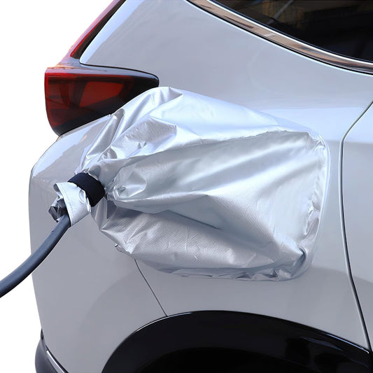 Regenschutzabdeckung Für Elektrofahrzeug-Ladestation, Magnetische Regenabdeckung Für Ladeanschluss, Sonnenschutz, Wasserdicht, Schneefest, Schützt Fahrzeug Und Kabel Sicher. (Silbrig)