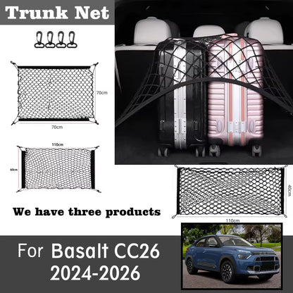 Luggage Net Holder Accessory for Citroen Basalt CC26 2024-2026 Trunk Storage Mesh Auto Organizer Elastic String Net Pocket Bag